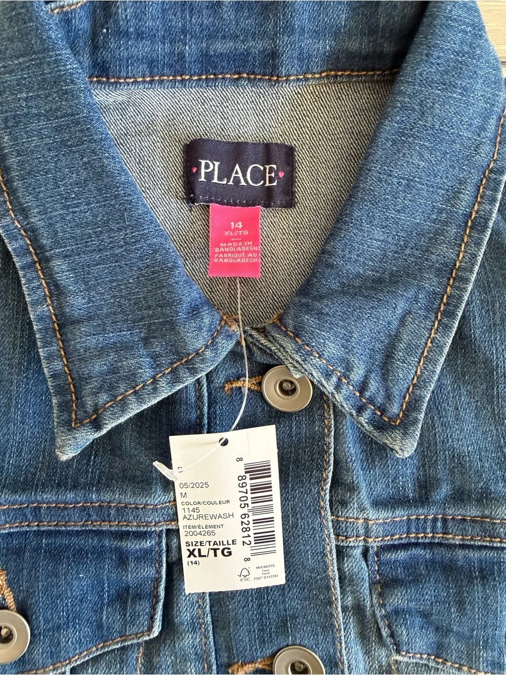 The Children's Place Denim Jacket Blue XL NWT